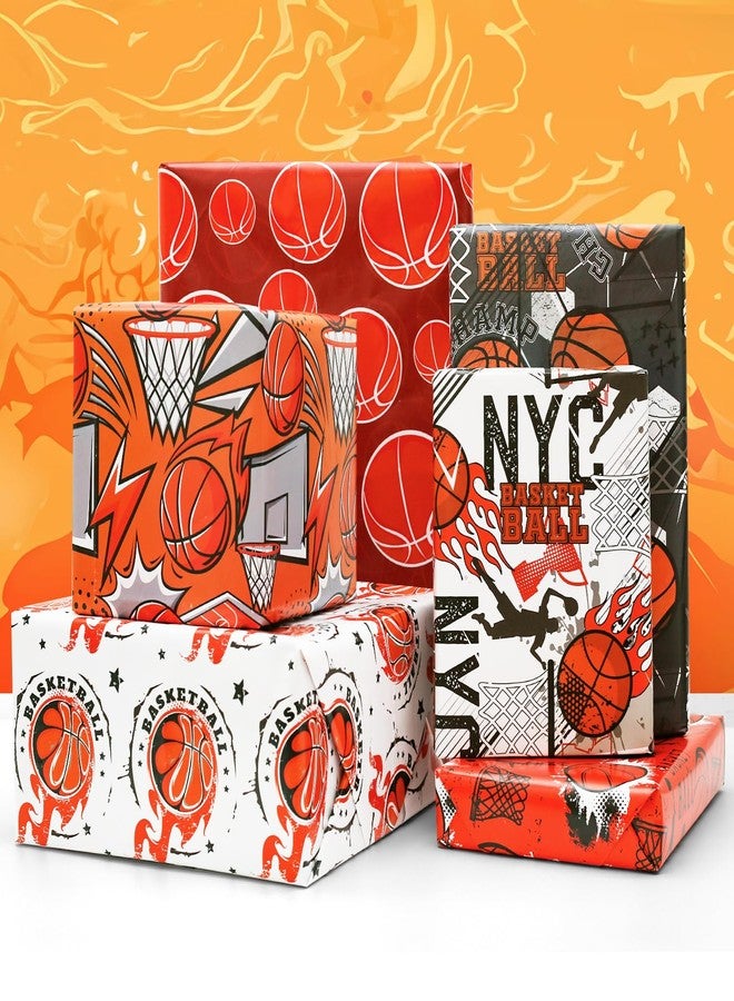 AirCool Basketball Wrapping Paper for Men Boys Kids, Shoot a Basket Basketball Ball Wrapping Paper 12 Sheets Foled Flat 20x28 Inches per Sheet, Basketball Gift Wrap For Basketball Birthday Sports Party - Image 3
